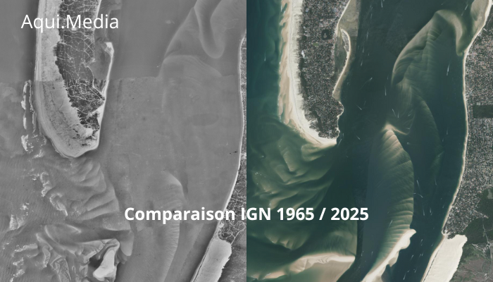 Cap Ferret comparaison des photos IGN entre 1965 et aujourd'hui