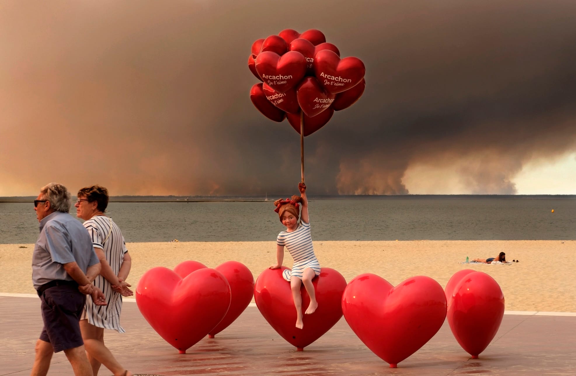 Incendies de Saumos Lège Cap-Ferret vus d'Arcachon par @Stéphane Scotto